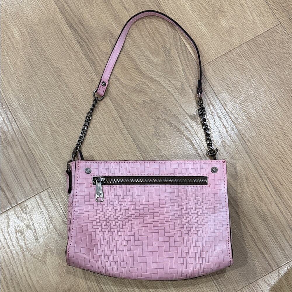 Patricia Nash Blush Turati Leather Handbag w/ Woven Embossed Pattern Chain Strap